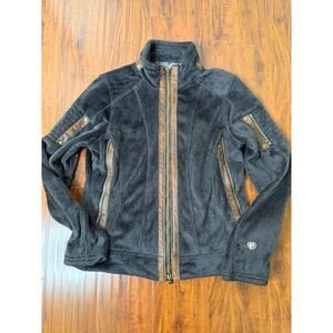 Kuhl Women's Moto-Vation Full Zip Fleece Jacket Size M Gray Brown Black